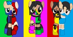 Size: 960x493 | Tagged: safe, artist:earthbouds, base used, crossover, frost, jade, kitana, mileena, mortal kombat, ponified, skarlet, tanya, what my cutie mark is telling me