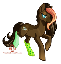 Size: 877x910 | Tagged: safe, artist:varaann, derpibooru import, oc, oc only, oc:artistyx, earth pony, pony, clothes, socks, solo