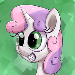 Size: 800x800 | Tagged: safe, artist:senx, derpibooru import, sweetie belle, adorkable, braces, cute, diasweetes, dork, solo