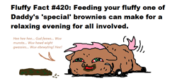 Size: 774x365 | Tagged: safe, artist:roodypoo, derpibooru import, fluffy pony, brownies, fluffy tips, marijuana, stoned