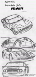 Size: 980x2102 | Tagged: safe, artist:leovictor, equestria girls, car, monochrome, no pony, traditional art