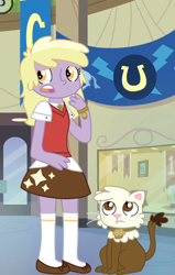 Size: 416x653 | Tagged: safe, artist:schwarzekatze4, dinky hooves, oc, oc:ganache, cat, equestria girls, alternate universe, equestria girls-ified, harmony-verse, species swap