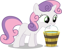 Size: 7701x6103 | Tagged: safe, artist:stillfire, derpibooru import, sweetie belle, flight to the finish, absurd resolution, bucket, cute, simple background, solo, transparent background, vector