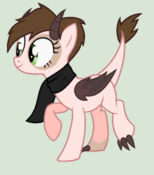 Size: 594x672 | Tagged: safe, artist:unoriginai, derpibooru import, oc, oc only, dracony, hybrid, clothes, interspecies offspring, offspring, parent:oc:agnes, parent:pipsqueak, parents:canon x oc, scarf, simple background, solo