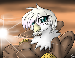 Size: 2194x1700 | Tagged: safe, artist:tallyburd, oc, oc only, oc:alexandra railen, griffon, solo