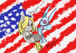 Size: 1417x992 | Tagged: safe, artist:juankmlo, d4c, dirty deeds done dirt cheap, funny valentine, jojo's bizarre adventure, ponified, stand, steel ball run