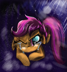 Size: 1655x1782 | Tagged: safe, artist:eglantineray, derpibooru import, scootaloo, crying, sad, solo