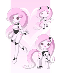 Size: 1000x1200 | Tagged: safe, artist:jdan-s, oc, oc only, oc:cyberia heart, original species, pony, robot, robot pony, android, chibi, human ponidox, humanized