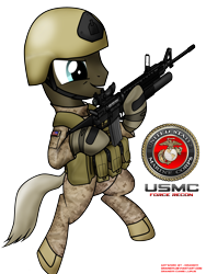 Size: 3000x4000 | Tagged: safe, artist:orang111, derpibooru import, earth pony, pony, acog, bipedal, force recon, grenade launcher, gun, m16, m203, male, marine, military, rifle, solo, stallion, trijicon, usmc, weapon