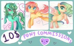 Size: 1251x783 | Tagged: safe, artist:fensuichan, oc, oc only, earth pony, pegasus, pony, unicorn, commission, commission info, prices