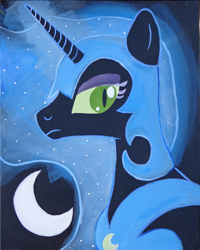 Size: 2963x3704 | Tagged: safe, artist:brownwolffm, derpibooru import, nightmare moon, solo, traditional art