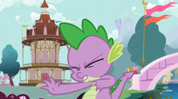 Size: 1054x592 | Tagged: safe, derpibooru import, screencap, spike, dragon, a dog and pony show, hnnng, solo