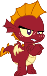 Size: 320x516 | Tagged: safe, artist:starryoak, garble, dragon, age regression, baby dragon, baby garble, crossed arms, gardorable, simple background, solo, teenaged dragon, transparent background, younger