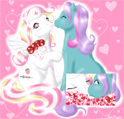 Size: 728x700 | Tagged: safe, artist:hollowzero, derpibooru import, salty (g1), oc, pony, g1, kissing