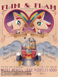 Size: 459x612 | Tagged: safe, artist:andypriceart, flam, flim, collectible poster book, official, poster, super speedy cider squeezy 6000