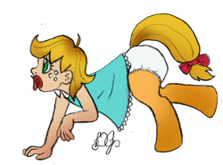 Size: 1500x1110 | Tagged: safe, artist:dj-black-n-white, oc, oc only, oc:cinnamon cider, satyr, baby, colored, daughter, diaper, filly, foal, offspring, parent:applejack, solo