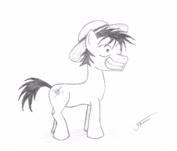 Size: 4860x4138 | Tagged: safe, artist:rofljay, derpibooru import, absurd resolution, monkey d luffy, monochrome, one piece, ponified, solo