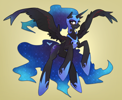 Size: 1278x1050 | Tagged: safe, artist:leafcatgx, nightmare moon, alicorn, pony, female, horn, mare, solo, spread wings