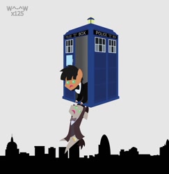 Size: 881x907 | Tagged: safe, artist:sasukex125, derpibooru import, doctor who, eleventh doctor, london, matt smith, patrick troughton, pointy ponies, second doctor, skyline, tardis