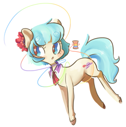 Size: 829x832 | Tagged: safe, artist:techtechno, derpibooru import, coco pommel, rarity takes manehattan, rainbow thread, solo, thread