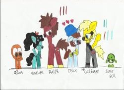 Size: 2338x1700 | Tagged: safe, artist:iceagelover, derpibooru import, calhoun, crossover, fix-it felix jr., hero's duty, ponified, q*bert, ralph, sour bill, sugar rush, traditional art, vanellope von schweetz, wreck-it ralph