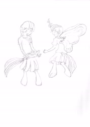 Size: 4321x6120 | Tagged: safe, artist:vinny, oc, oc only, oc:glimmer, satyr, absurd resolution, monochrome, offspring, parent:twilight sparkle, solo