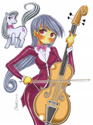 Size: 1417x1906 | Tagged: safe, artist:bavarell, octavia melody, human, cello, clothes, female, humanized, musical instrument, solo