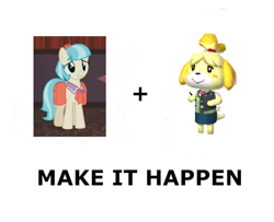 Size: 680x552 | Tagged: safe, derpibooru import, coco pommel, rarity takes manehattan, animal crossing, crossover, exploitable meme, isabelle, make it happen, meme, s04e08, waifu