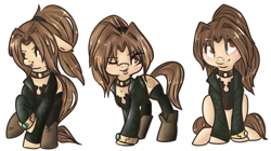 Size: 900x505 | Tagged: safe, artist:chocopepper, derpibooru import, clothes, koudelka, ponified, wink