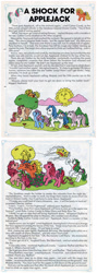 Size: 738x2069 | Tagged: safe, applejack (g1), blossom, cherries jubilee, gusty, majesty, skyflier, pony, comic:my little pony (g1), g1, a shock for applejack, comic, heckyeahponyscans, kite, ladder, silly, silly pony, story, tree