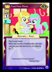 Size: 869x1213 | Tagged: safe, derpibooru import, aura (character), noi, ccg, enterplay, foal free press, mlp trading card game