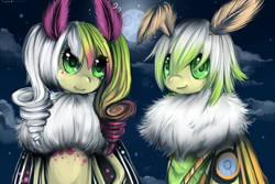 Size: 1280x853 | Tagged: safe, artist:twigileia, derpibooru import, oc, oc only, mothpony, original species, cloud, cloudy, freckles, moth pony general, night