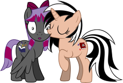 Size: 10707x7223 | Tagged: safe, artist:bluethunder66, oc, oc only, pegasus, pony, unicorn, absurd resolution, female, kissing, lesbian, simple background, transparent background, vector