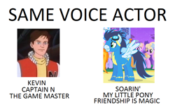 Size: 864x540 | Tagged: safe, soarin', captain n, captain n the game master, english, exploitable meme, matt hill, meme, same voice actor