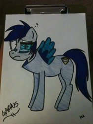 Size: 774x1032 | Tagged: safe, artist:mskitsune, derpibooru import, garrus vakarian, hmd, mass effect, ponified, solo, traditional art