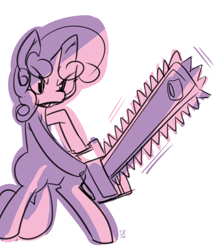 Size: 1096x1258 | Tagged: safe, artist:fauxsquared, derpibooru import, sweetie belle, chainsaw, solo