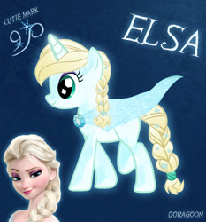 Size: 863x926 | Tagged: safe, artist:doragoon, derpibooru import, braid, cape, clothes, crystallized, disney, dreamworks face, elsa, frozen (movie), ponified, solo