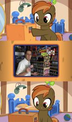 Size: 640x1080 | Tagged: safe, button mash, earth pony, pony, angry video game nerd, button's odd game, colt, exploitable meme, male, meme, obligatory pony, tv meme