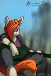 Size: 700x1050 | Tagged: safe, artist:noben, oc, oc only, anthro, earth pony, anthro oc, guitar, solo