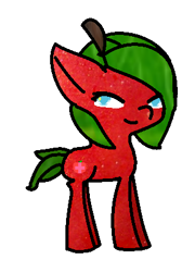 Size: 304x422 | Tagged: safe, artist:fakemoncreation, derpibooru import, oc, oc only, earth pony, original species, apple, happy apple, solo