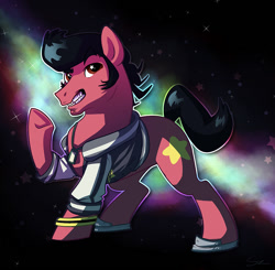 Size: 1000x979 | Tagged: safe, artist:heartagram, derpibooru import, dandy, pompadour, ponified, solo, space dandy