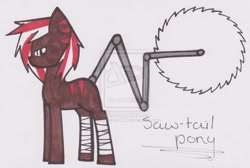 Size: 1024x688 | Tagged: safe, artist:girlsrocks123, oc, oc only, original species, augmented tail, buzz saw, solo