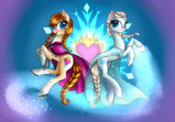 Size: 6874x4816 | Tagged: safe, artist:alicjaspring, derpibooru import, absurd resolution, anna, elsa, frozen (movie), ponified