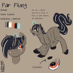 Size: 800x800 | Tagged: safe, artist:weepysheep, oc, oc only, oc:far flung, pony, unicorn, reference sheet, solo