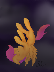 Size: 2448x3264 | Tagged: safe, artist:shiverbear, derpibooru import, scootaloo, falling, solo