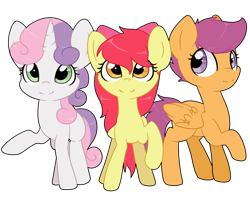 Size: 1024x819 | Tagged: safe, artist:rue-willings, apple bloom, scootaloo, sweetie belle, cute, cutie mark crusaders