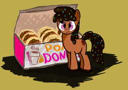 Size: 1300x915 | Tagged: safe, artist:adopts-on-fire, derpibooru import, oc, oc only, food pony, original species, dunkin donuts, solo