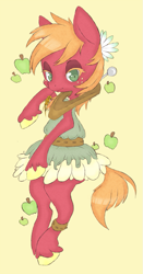 Size: 473x900 | Tagged: safe, artist:coffeechicken, derpibooru import, big macintosh, macareina, pony, bipedal, clothes, dress, rule 63, solo