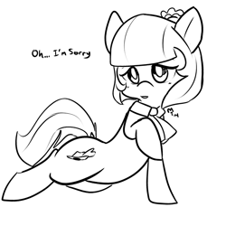 Size: 1000x1000 | Tagged: safe, artist:mt, derpibooru import, coco pommel, rarity takes manehattan, monochrome, solo