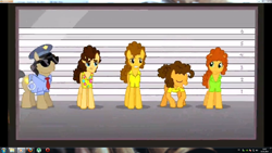 Size: 1920x1080 | Tagged: safe, cheese sandwich, jack hammer, pinkie pride, cheese curls, police lineup, ponified, size comparison, weird al yankovic